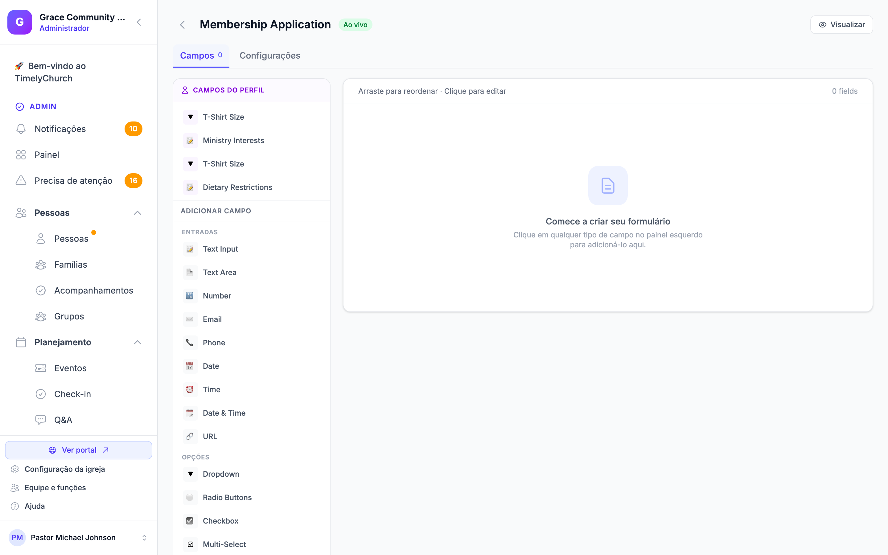 A seção Conditional Logic dentro do painel deslizante Edit Field, mostrando o alternador de ativação, os menus suspensos Action e Match e uma linha de regra com campo + operador + valor.